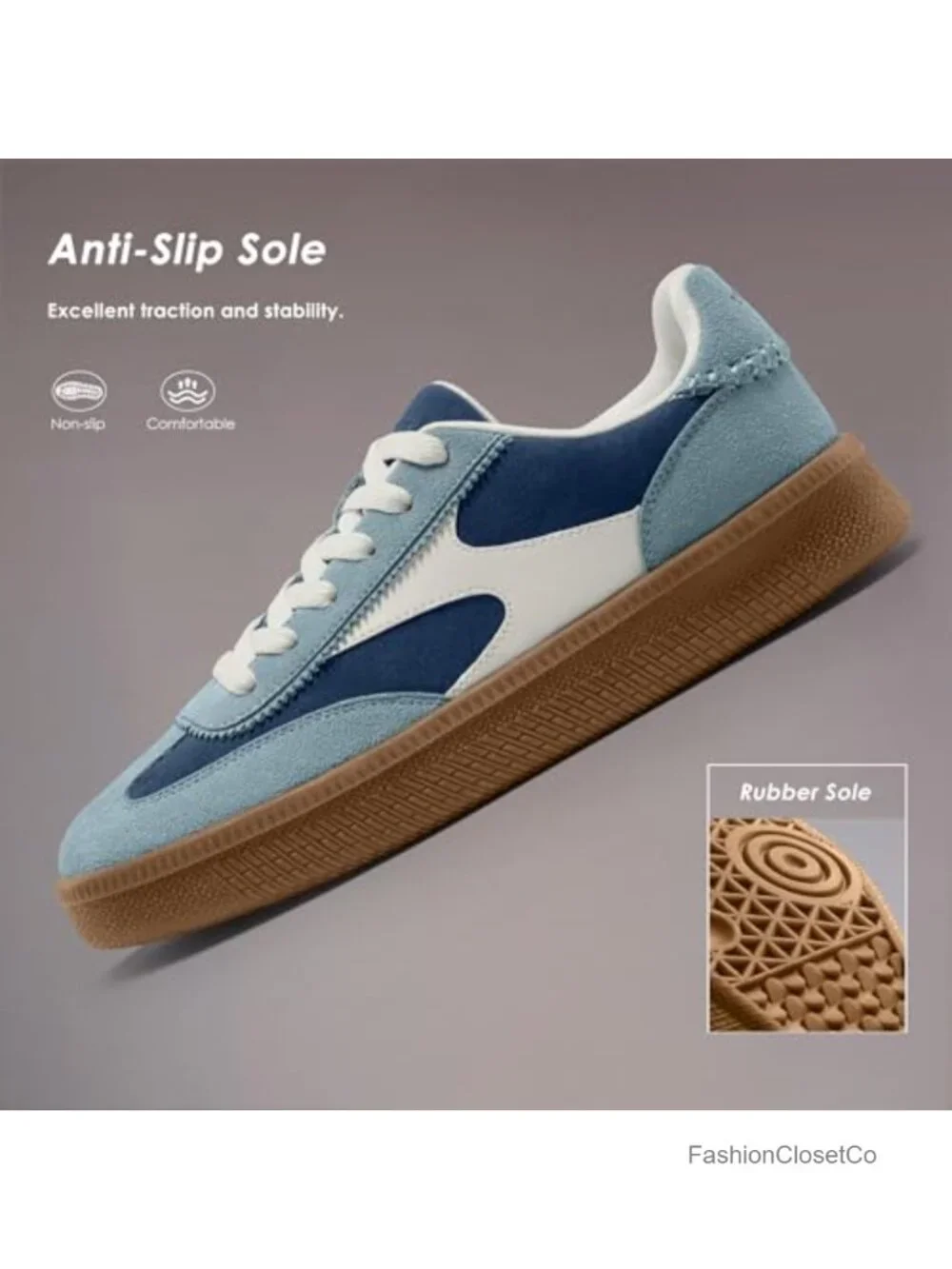 Women's Fashion Sneakers Casual Tennis Shoes with Genuine Suede Retro Gum Sole